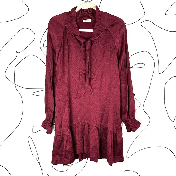 Sandro Butterfly Tie Neck Long Sleeve Mini Dress - Picture 4 of 7